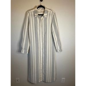 Faherty | White and Blue Striped Women's Dream Cotton Iris Dress Size Medium